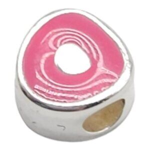 Solvar Sterling Silver Pink Enamel Initial O Slide Charm Kids New Old Stock